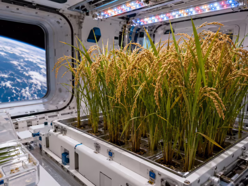 El arroz que nació, creció y se reprodujo sin pisar jamás nuestro planeta